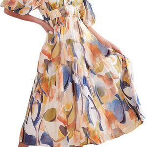 Sissyaki Women's Boho Floral Midi Dress